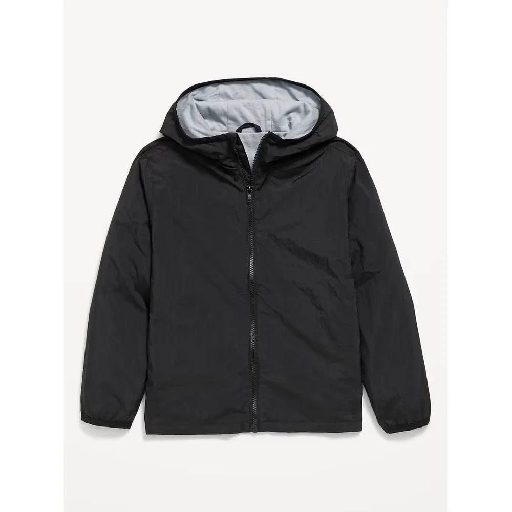 Old Navy Full Zip Jacket Boys Youth Small 6-7 Hooded Lined Lightweight Softshell